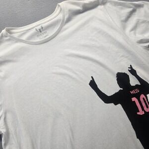 Messi Collection Mens White Graphic T-Shirt Inter Miami Silhouette XXL 10 Soccer